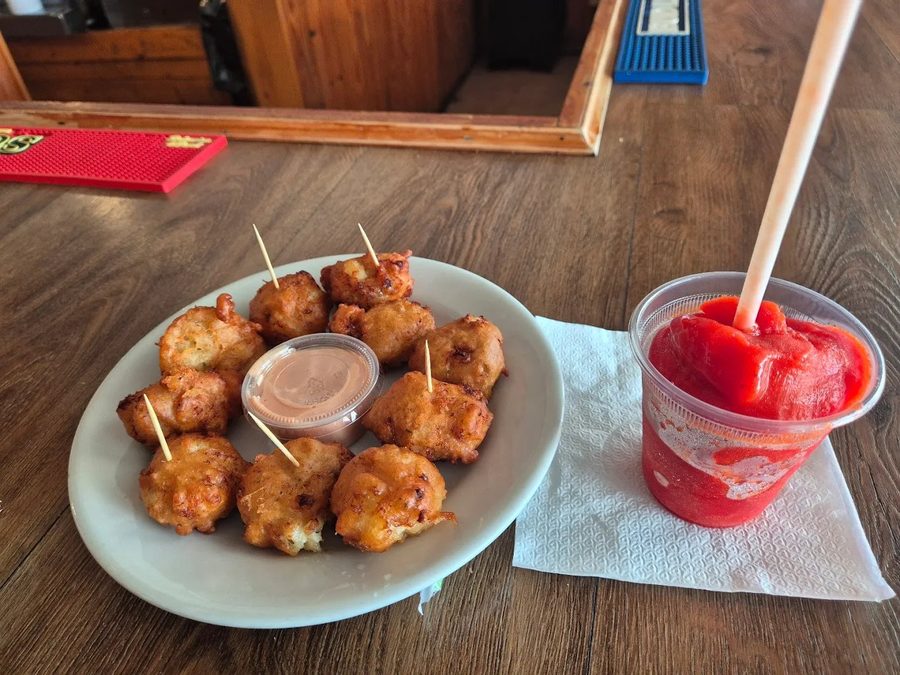 Conch fritters with dipping sauce